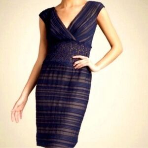 Tadashi Shoji Blue V Neck Dress size 8